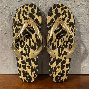 New Michael Kors Flip Flops Gold & Black Size 9M, Good Support